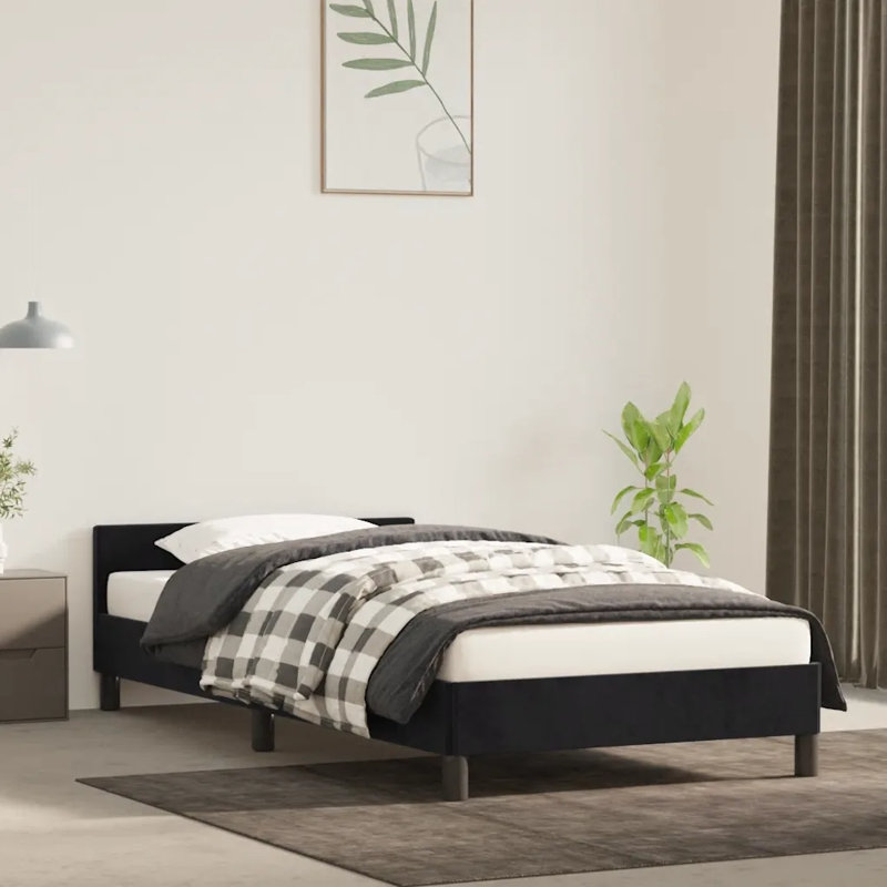 Humma Upholstered Bed, Black, Double (4'6)