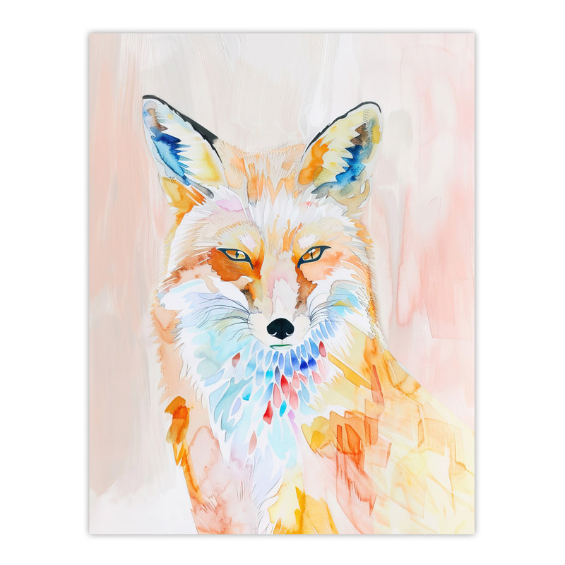 Fox Portrait Modern Watercolour Light Wall Art Print