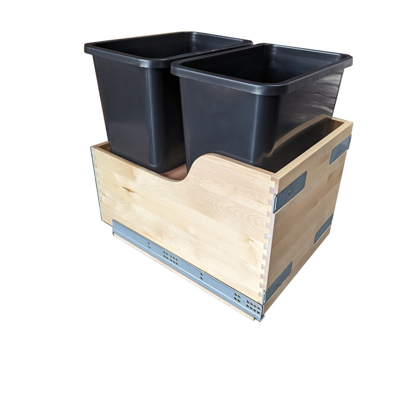 Tiroir-poubelle à double tiroir 14 po pour armoires de cuisine, 14"
