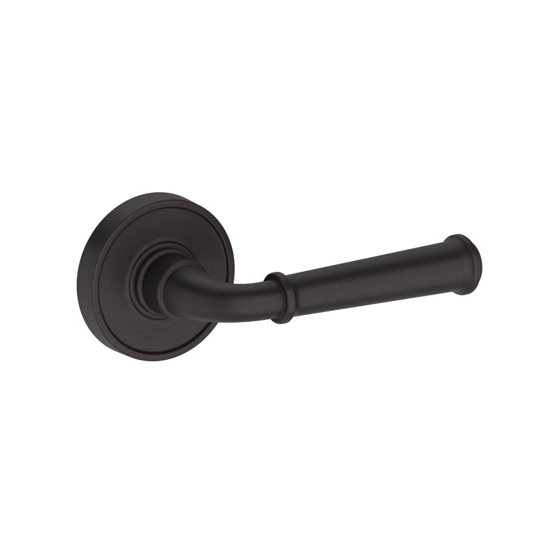 Dunsmoor Passage Lever with Recessed Round Rose in Satin Nickel, Venetian Bronze