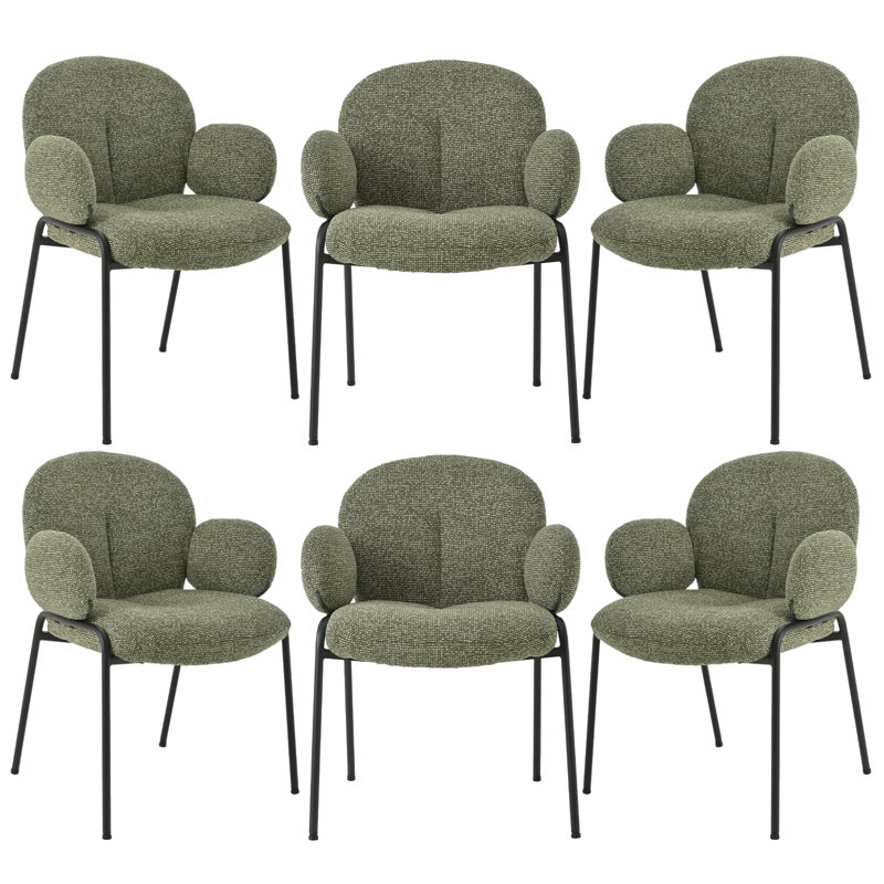 Anston 46cm H Linen Upholstered Metal Armchair, Green Linen, 6