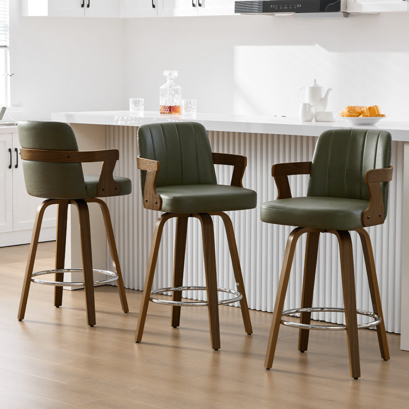 Tabouret de bar pivotant 29,5 po Mid-Century, Vert foncé, Tabouret de bar (siège d'une hauteur de 29 po)