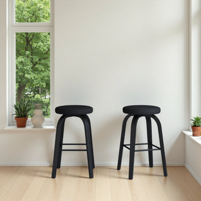 Ensemble de 2 tabourets pivotants, hauteur de bar sans dossier? Tabouret de bar, siège rembourré en tissu, pieds robustes en bois et repose-pieds en métal, tabourets de style Mid-Century pour bars à domicile, restaurants