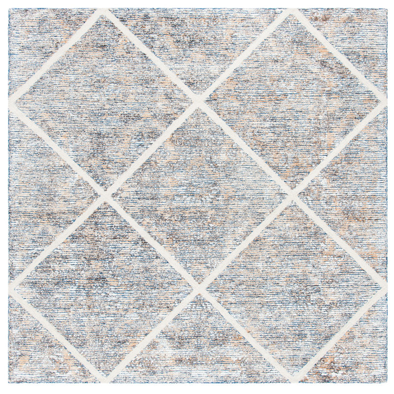 Tapis géométrique en laine / viscose touffeté à la main Vesper 600, Carré 7 pi