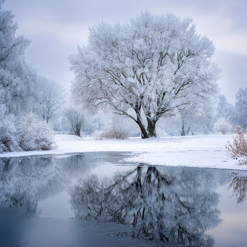 «Winter Reflection», art mural sur toile tendue, H 12 po x l 12 po