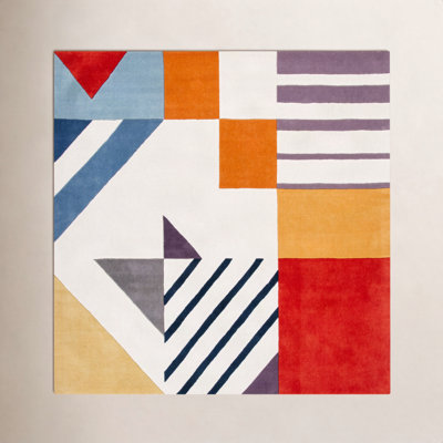 Tripoli Ivory Multi Hand-Tufted Geometric Rug