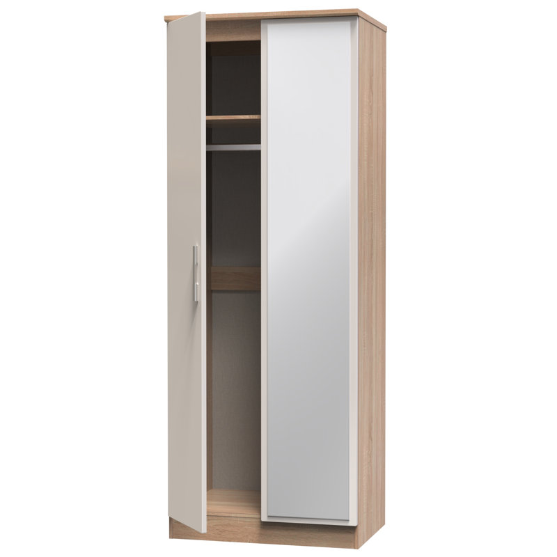 Borgeson Manufactured Wood Wardrobe, Kashmir Gloss/Bardolino Oak