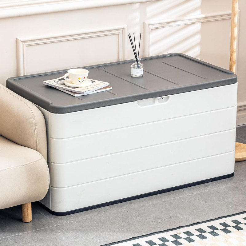 Armoire de rangement extérieure carrée 120 gallons Decksplore, Blanc