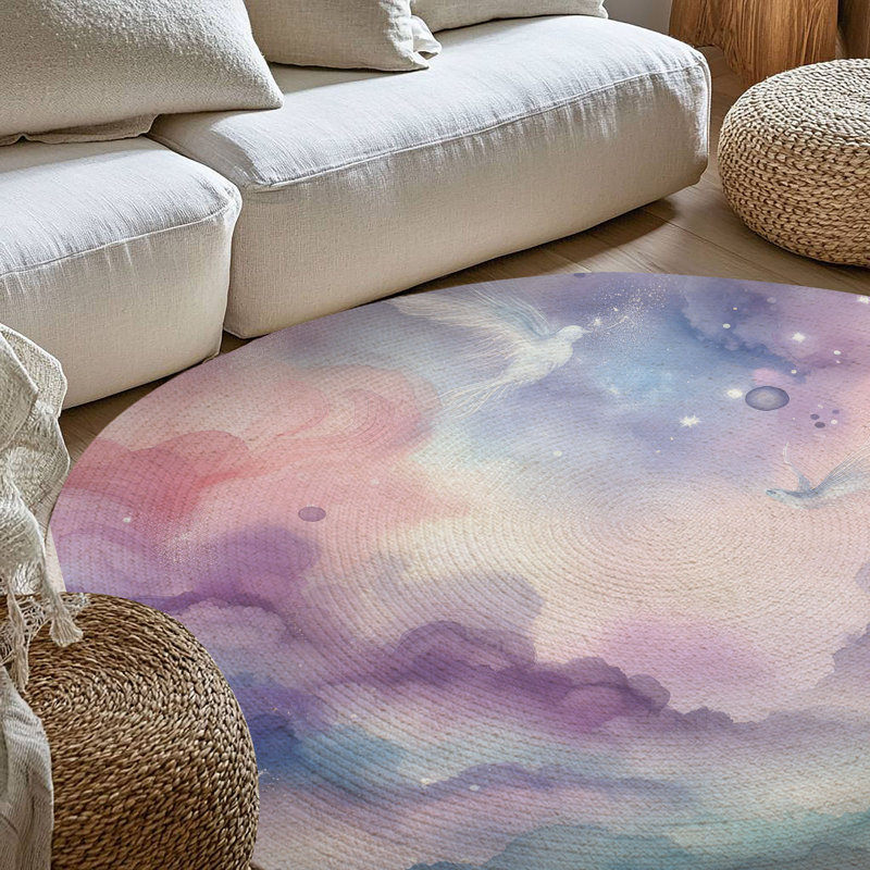 Tapis tressé Ethereal Waves, Rond 5 pi