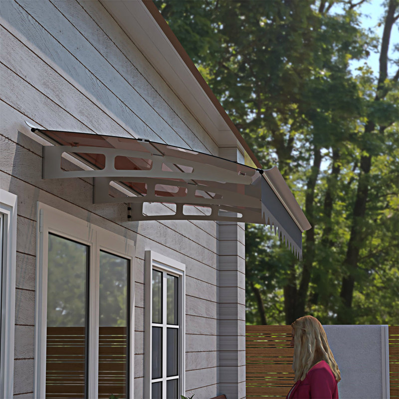 Series Door Window Awning Canopy, 79.02" W x 34.02" D, Silver/Clear