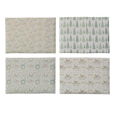 12 feuilles de papier d'emballage à motif de crèche de Noël faites à la main