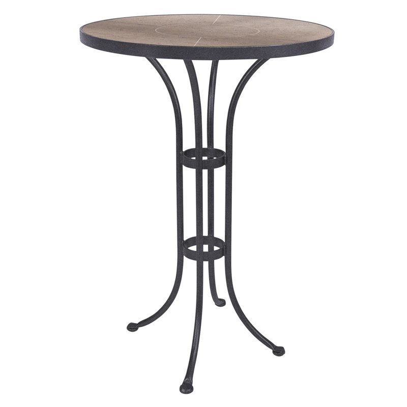 Outdoor Round Counter Table, Pallazo White, Graphite, 42.5" H x 42" W x 42" D 