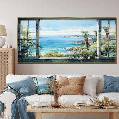 Seaside, vue tropicale II - fenêtres côtières, art mural