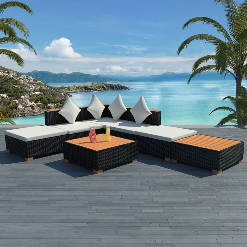 Chaise longue avec coussins 7 pièces Eluterio
