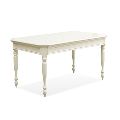 Retro Beige Rectangular Solid Wood Dining Table