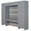 Grand lit escamotable mural avec garde-robe, tiroirs et tablettes - Grand lit escamotable pliable, gris-653796773