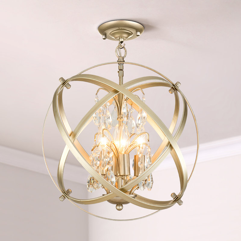 Rappaport 16.5" W 4-Light Dimmable Sphere Flush Mount , Champagne Gold