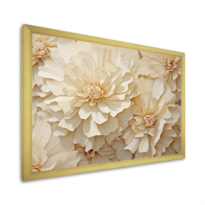 " Minimalism White Carnations ", Gold Single Picture Framed, 24" H x 32" W x 1" D