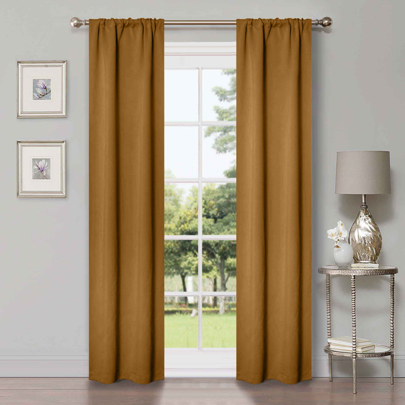 Paire de rideaux obscurcissant avec passe-tringle Moriah Millendon, 26" W x 84" L, Brun caramel