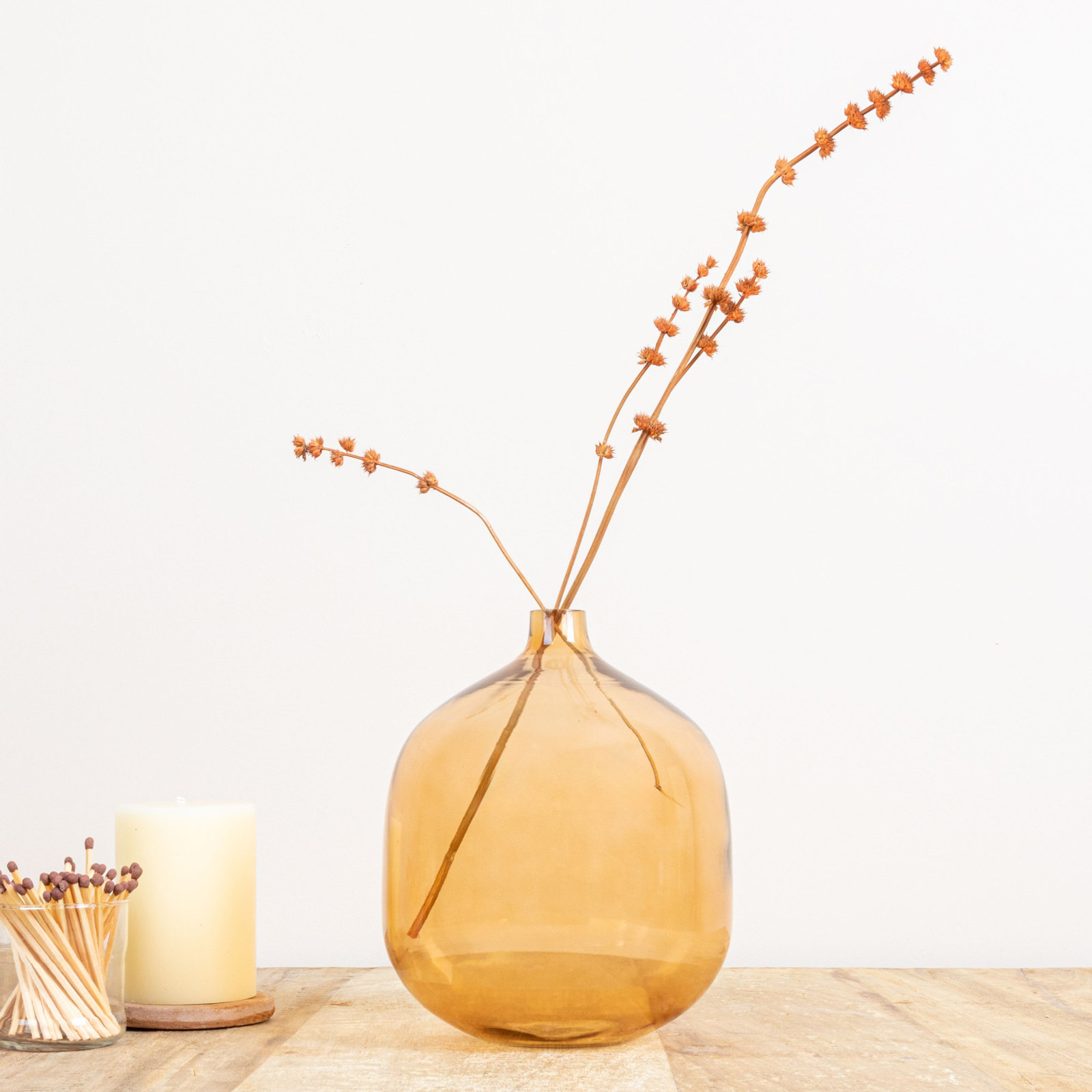 Madaki 8.25'' Glass Table Vase, Amber