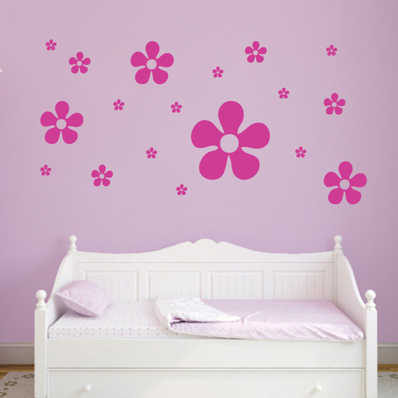 Ensemble d'adhésif décoratif 18 pièces fleur, Rose vif