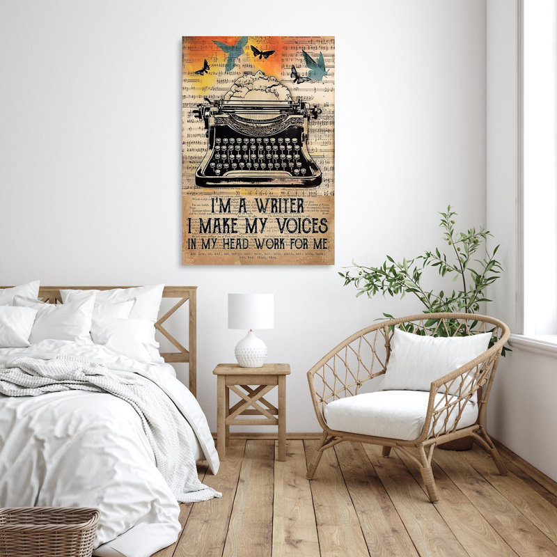 «I M A Writer», reproduction d'art graphique sur toile tendue, H 14 po x l 11 po x P 1,25 po