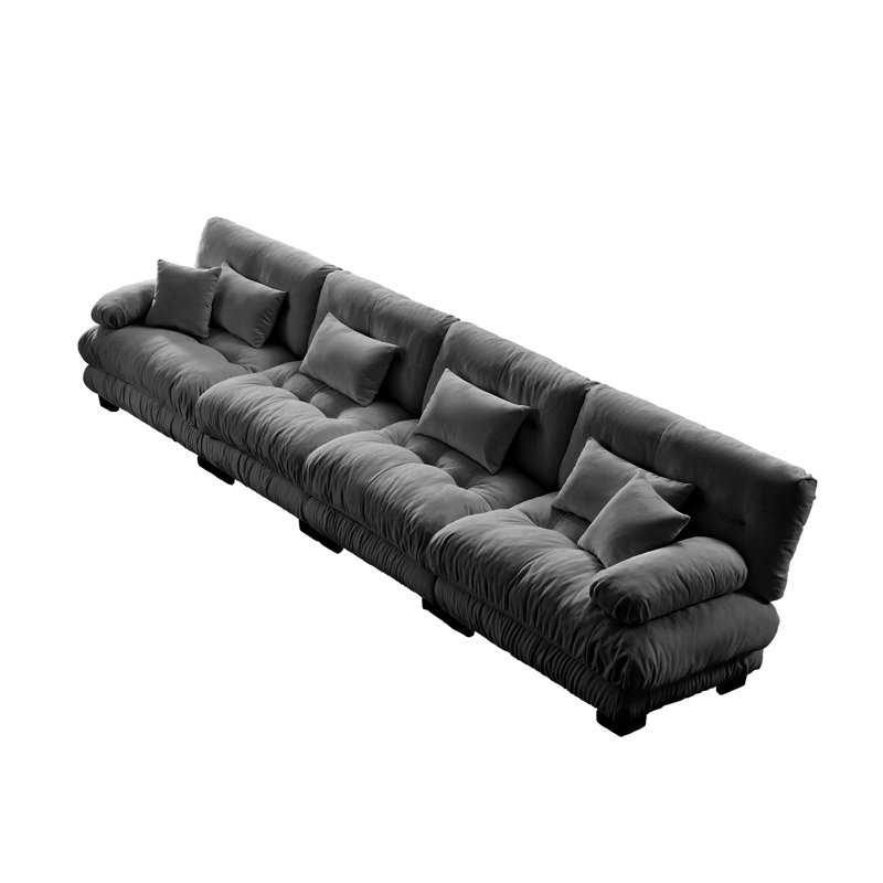 Cioffred Boneless Modern Chenille Upholstered Sofa, Gray Chenille, 173.2''L x 36'' D x 34.5'H