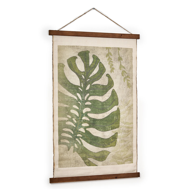 Monstera Leaf Scroll Cotton Tapestry
