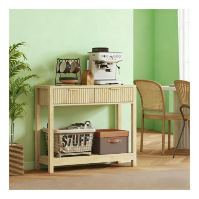 Narrow Entryway Console Table 35 Inch - MDF and Steel Accent Table with Fluted Drawers