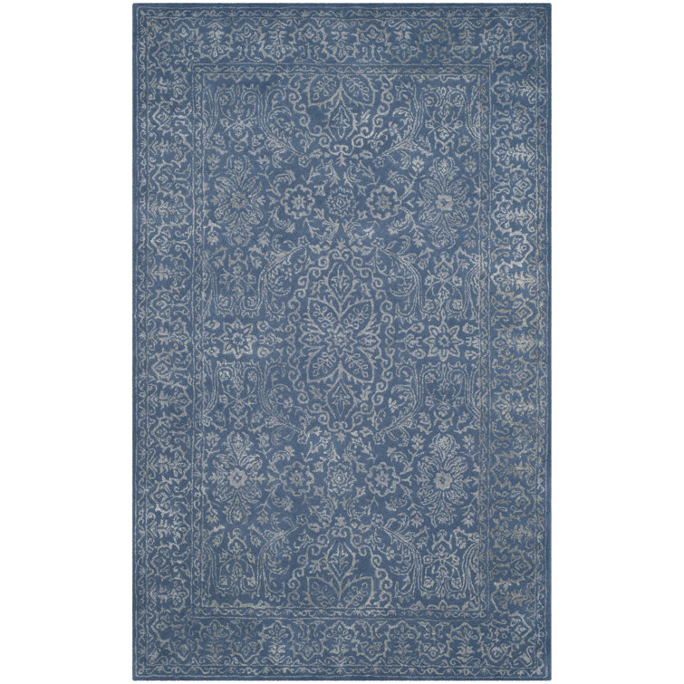 Samaniego Hand Tufted Viscose/Wool Oriental Rug in Gray/Blue