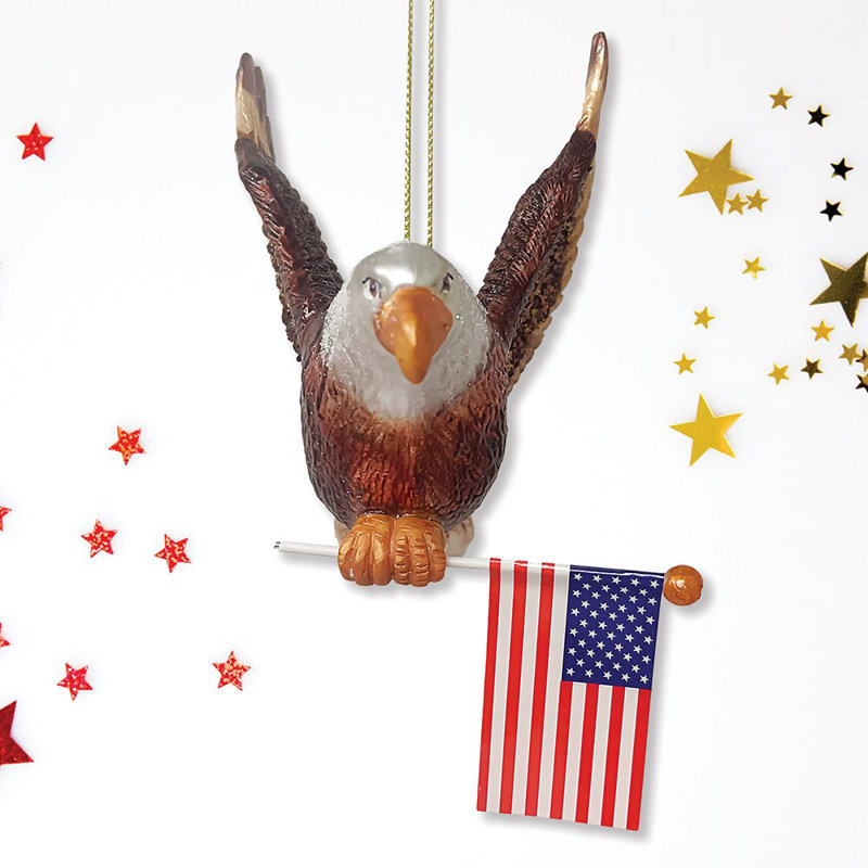 Ornement en verre American Bald Eagle, décor de Noël drapeau américain