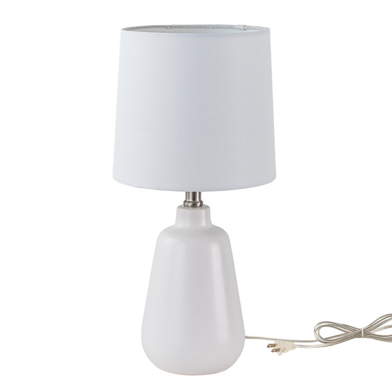 18,5 po Lampe de table en céramique blanche à 1 lumière avec abat-jour en corde de papier pour chambre à coucher, salon, table de chevet