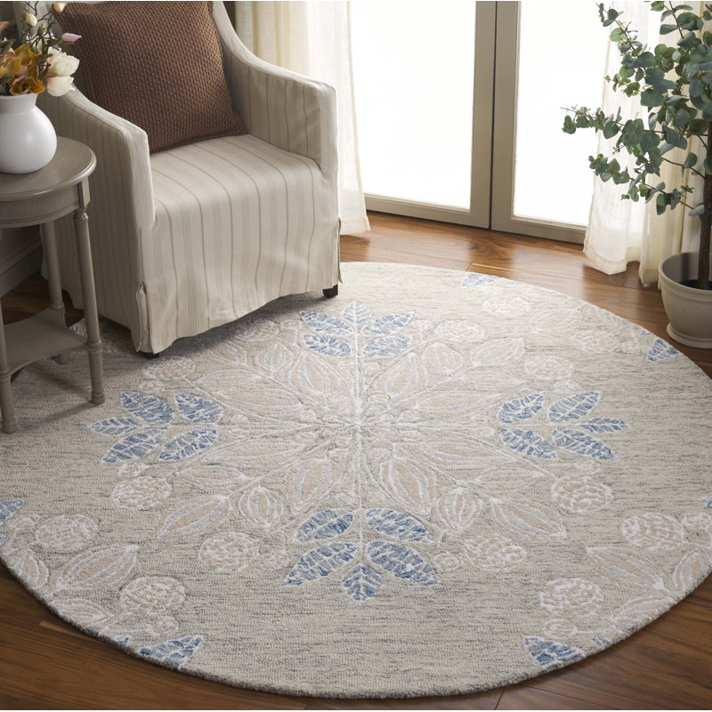 Jardin Hand Tufted Performance Floral Rug, Round 6'