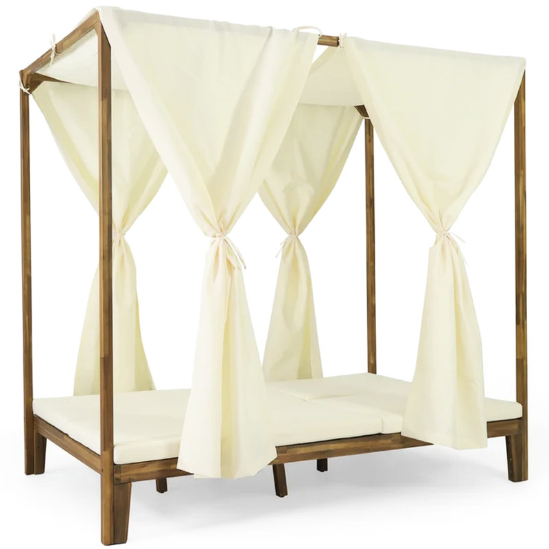 Daybed, Outdoor Relaxation With Waterproof Curtain, Seat, Build Daybed Flair, Characteristics, Comfortable Lounges, Wood Frame Charm
