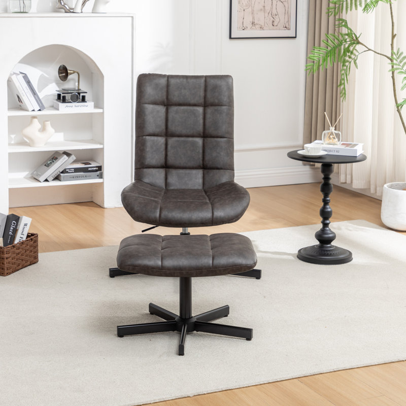 Fauteuil d'appoint pivotant en similicuir Trunell, Similicuir brun