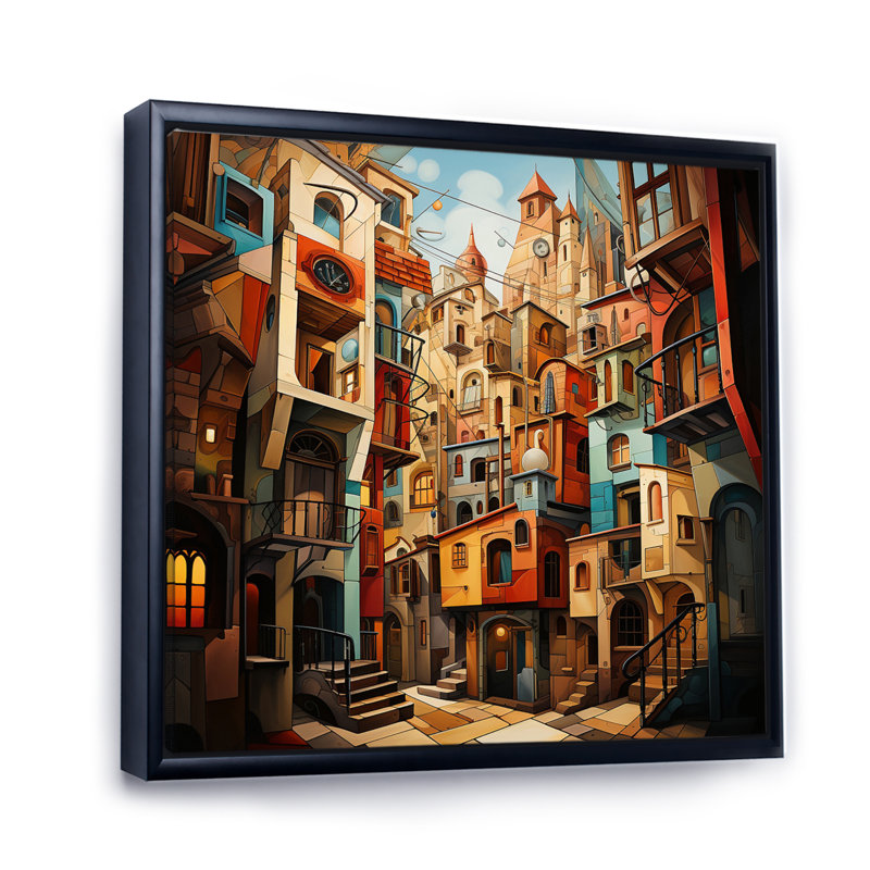 Cubisme multidimensionnel II - imprimé, H 36 po x l 36 po x P 1,5 po, Cadre flottant noir