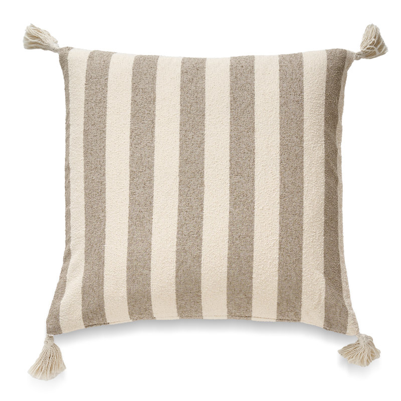 Coussin French Stripe, Polyester, Grège