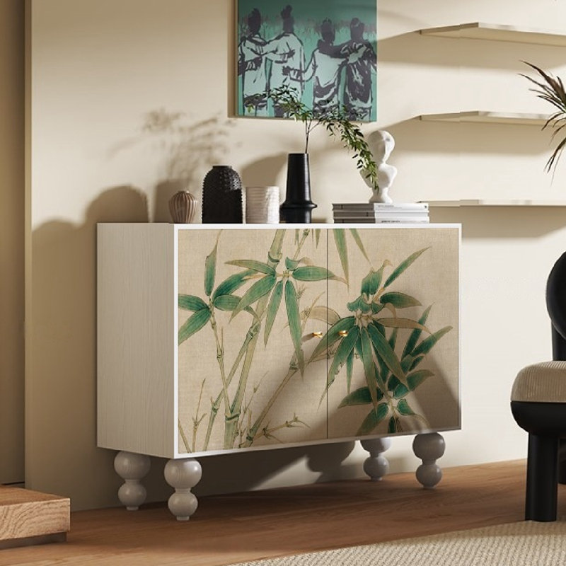 Armoire décorative à double porte et console de rangement, Noir