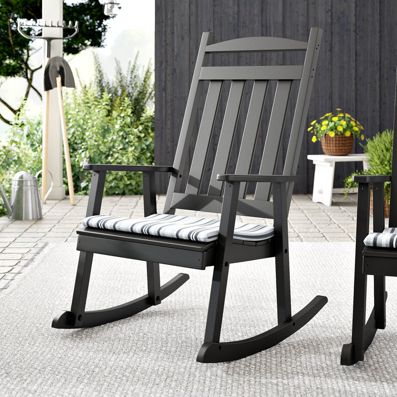 Chaise berçante de porche classique Aaliayh, Noir