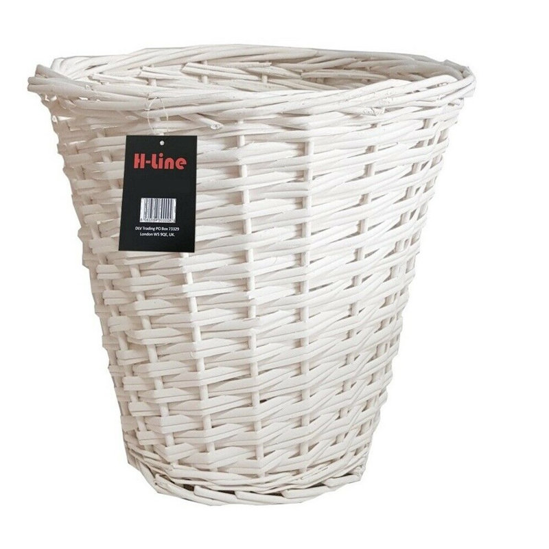 H-line Wicker Decorative Basket, White