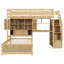 Lit simple au-dessus de mezzanine naturel avec bureau, rangement et construction en bois de pin stable-1950423246