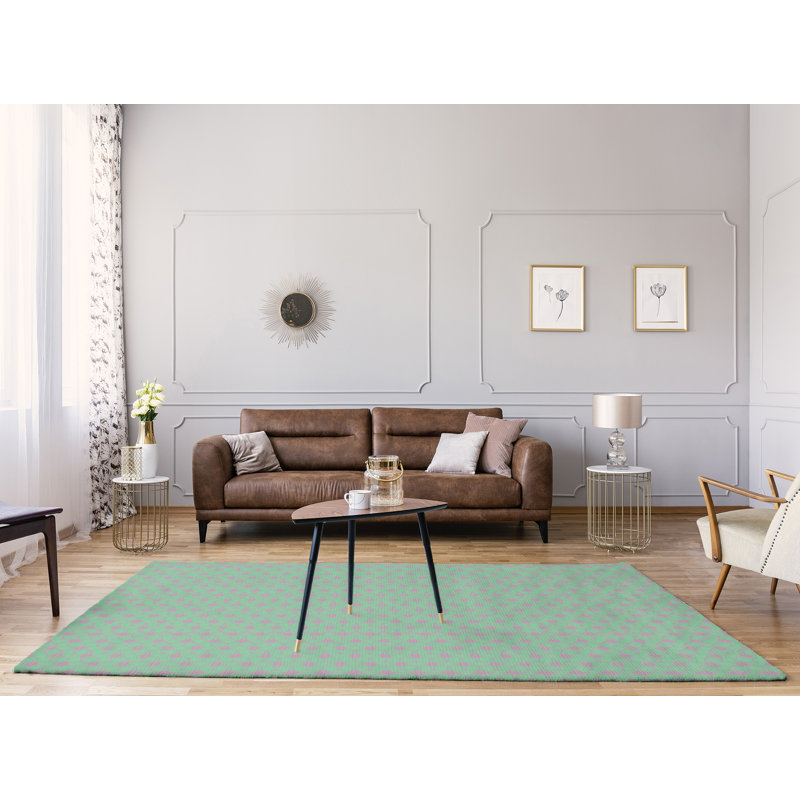 Tapis bleu ciel/orange orné cercles, Rectangle 9 pi x 12 pi