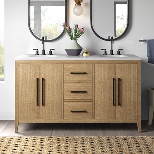 Lark Manor Wellsville 55'' Double Bathroom Vanity with Quartz Top