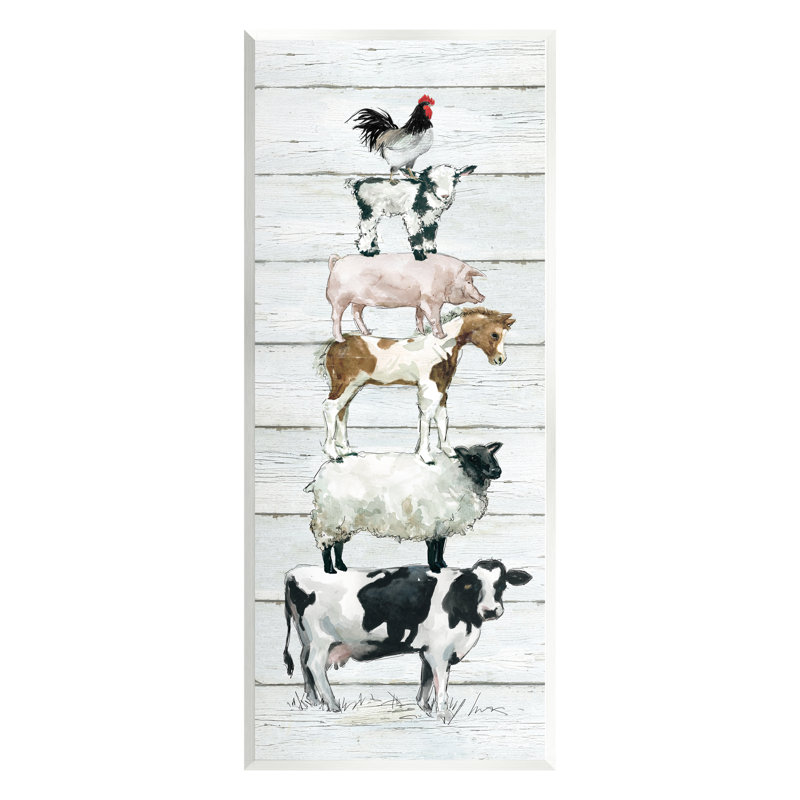 «Balancing Farm Farms» par Carol Robinson, peinture sur panneau de fibres à densité moyenne