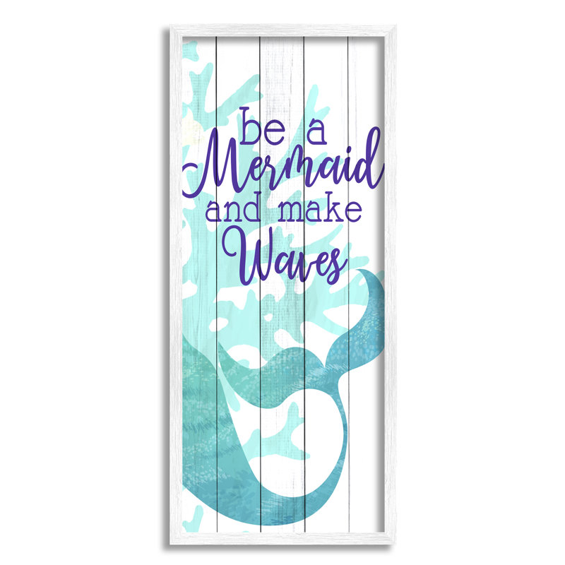 «Make Waves Mermaid Saying Calligraphy Turquoise Tail» par Kim Allen - impression, H 30 po x l 13 po x P 1,5 po