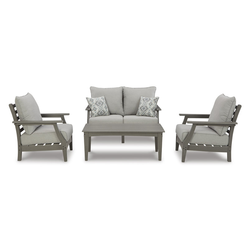 Causeuse d'extérieur Visola, 2 chaises longues et table basse