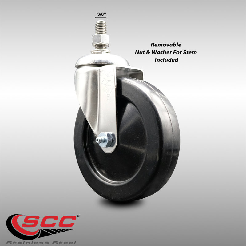 316SS Soft Rubber Wheel Swivel Threaded Stem Caster SCC