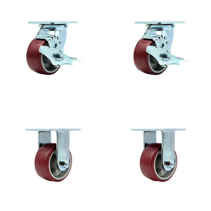 4 Piece Poly on Aluminum Caster Set