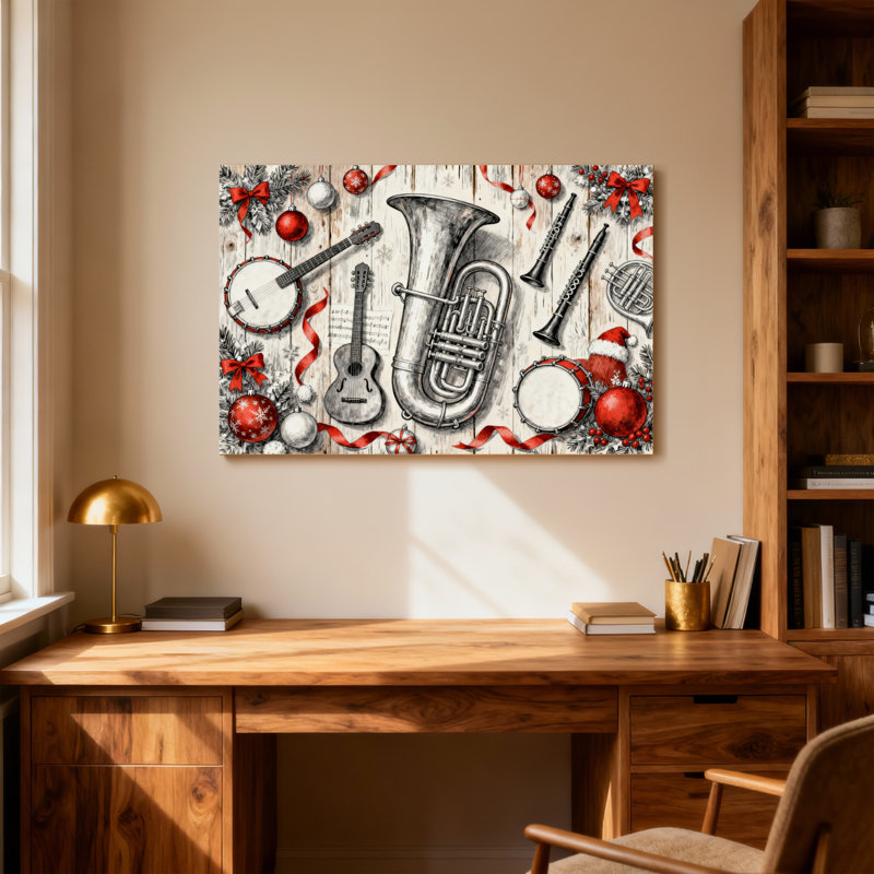 Motif de décorations de Noël pour instruments de musique de Noël, H 28 po x l 40 po