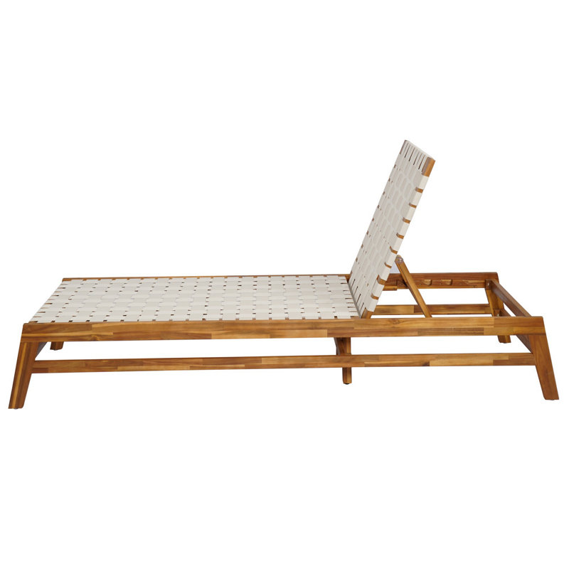 Outdoor Rope Chaise Lounge, Teak/White